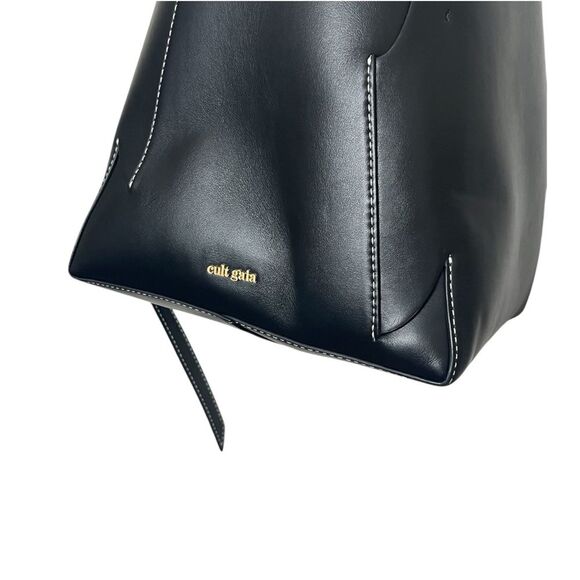 Cult Gaia Simona Mini Shoulder Bag Black Leather Structured Modern Sculptural - Picture 9 of 16